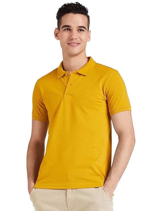 Yellow  Solid Cotton Polo T Shirt || Half Sleeves Men's