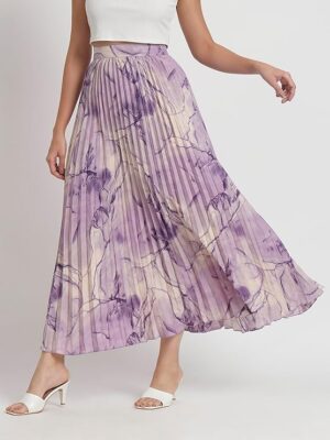 Purple Crepe A-Line Women's Skirts
