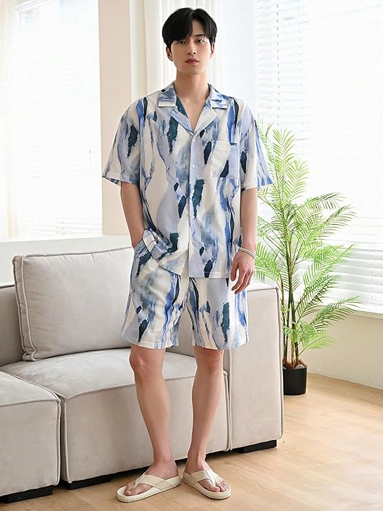 Blue Night Suit for Men | T-Shirt and Shorts Set for Men