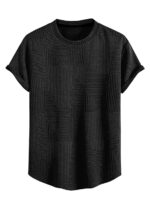 BLACK Textured Oversized Fit Men t-Shirt | Round Neck Half Sleeve