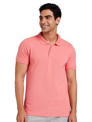 Pink Solid Cotton Polo T Shirt || Half Sleeves Men's