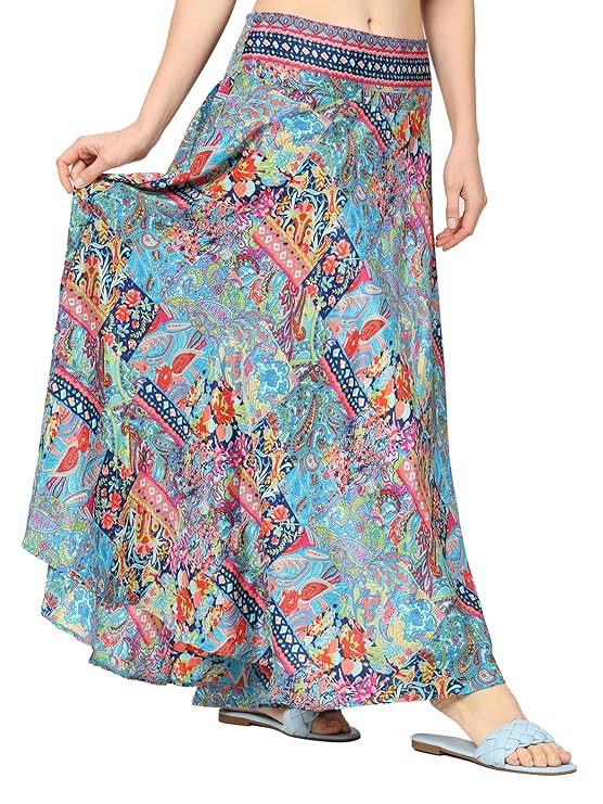 Full Flared Printed Skirts for Women's