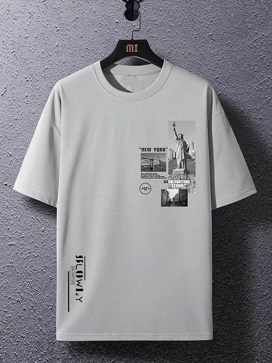 Gray Men Oversized Tshirt || Men T Shirt Printed