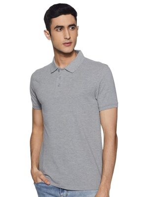 Grey  Solid Cotton Polo T Shirt || Half Sleeves Men's