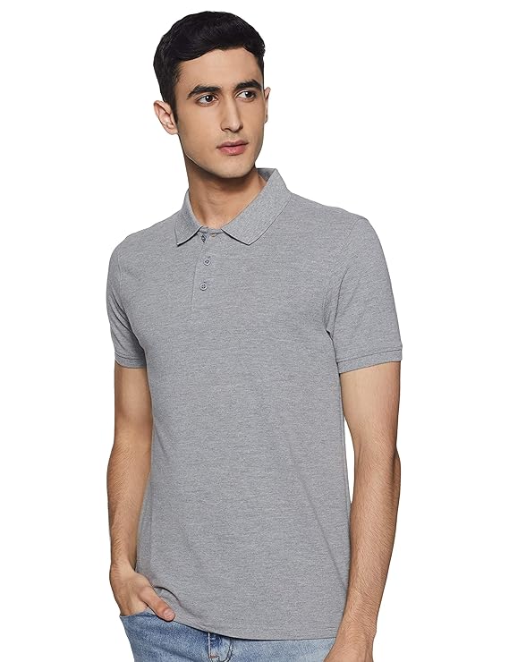 Grey  Solid Cotton Polo T Shirt || Half Sleeves Men's